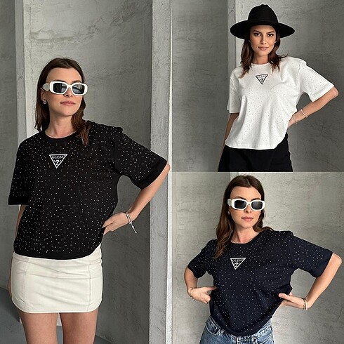 GUESS taşlı tshirt