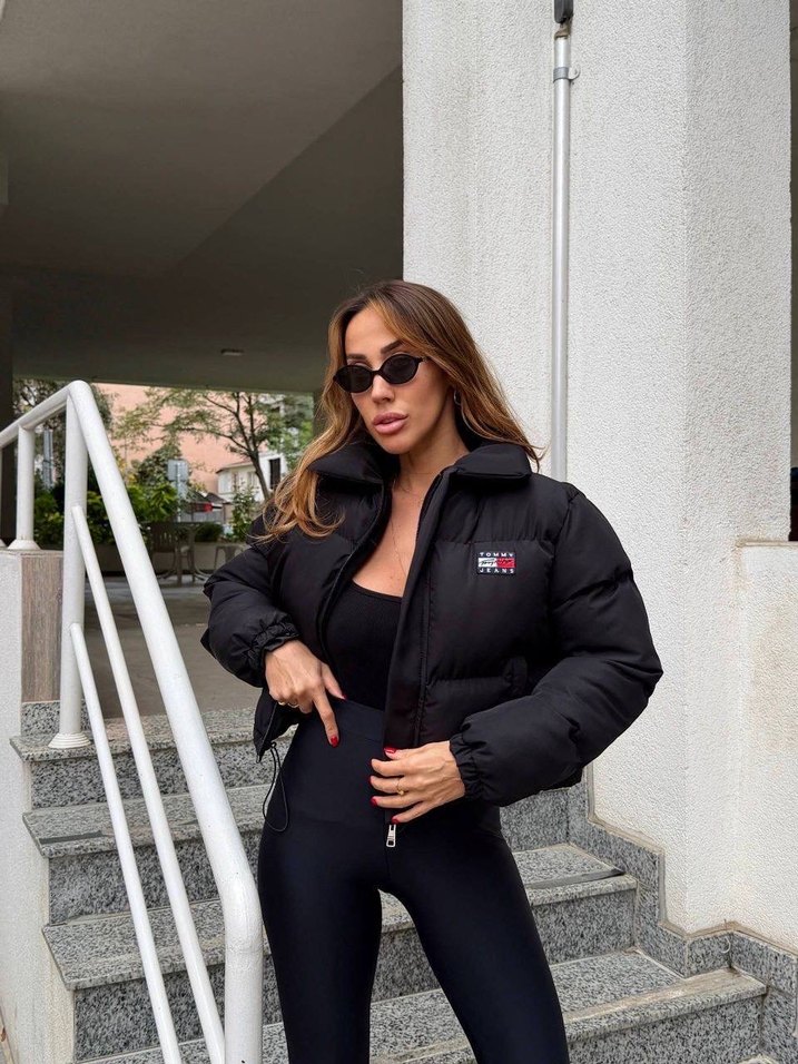 Tommy hilfiger Siyah Mini Puff Ceket Yüksek Yakalı - Görsel 2
