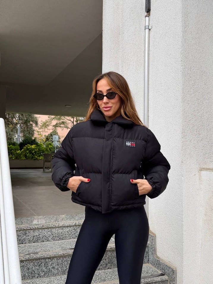 Tommy hilfiger Siyah Kadın Kısa Dik Yaka Mont - Görsel 2