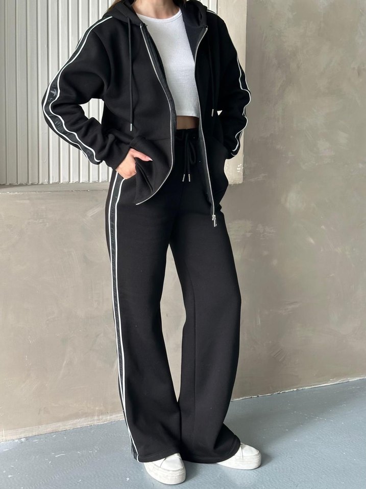 Siyah beymen club Çizgili Kadın Eşofman Takımı - Görsel 2