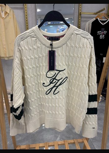 Tommy hilfiger Beyaz Nakışlı Kadın Triko Kazak - Görsel 4