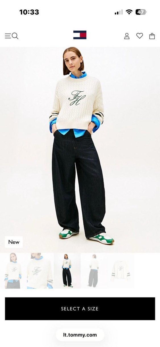 Tommy hilfiger Beyaz Nakışlı Kadın Triko Kazak - Görsel 2