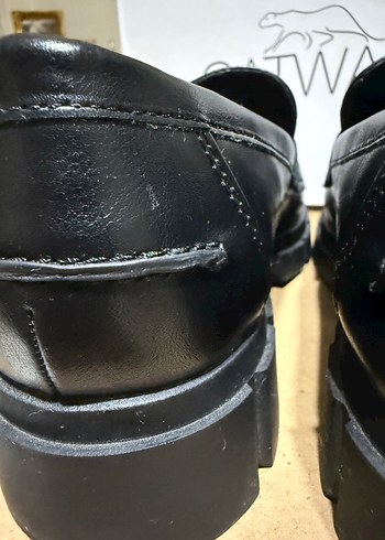 Siyah Kadın Loafer Blok Topuklu Ayakkabı - Görsel 4