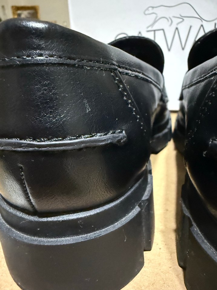 Siyah Kadın Loafer Blok Topuklu Ayakkabı - Görsel 4