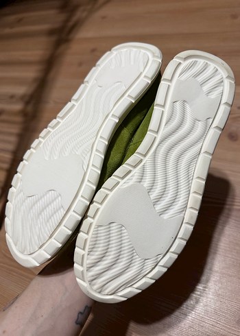 İnci Yeşil Süet Kadın Günlük Dolgu Topuk Ayakkabı - Görsel 5