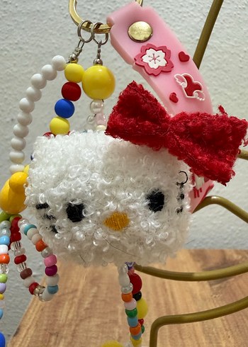 Renkli Boncuklu Bohem Anahtarlık Hello Kitty Çanta Charm - Görsel 3