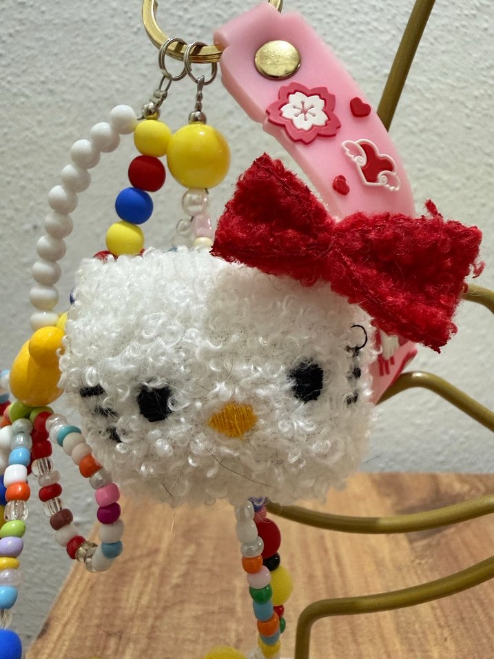 Renkli Boncuklu Bohem Anahtarlık Hello Kitty Çanta Charm - Görsel 3