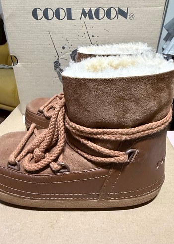 Kahverengi Süet Kürklü Kadın Dolgu Topuk Bot Cool Moon - Görsel 4