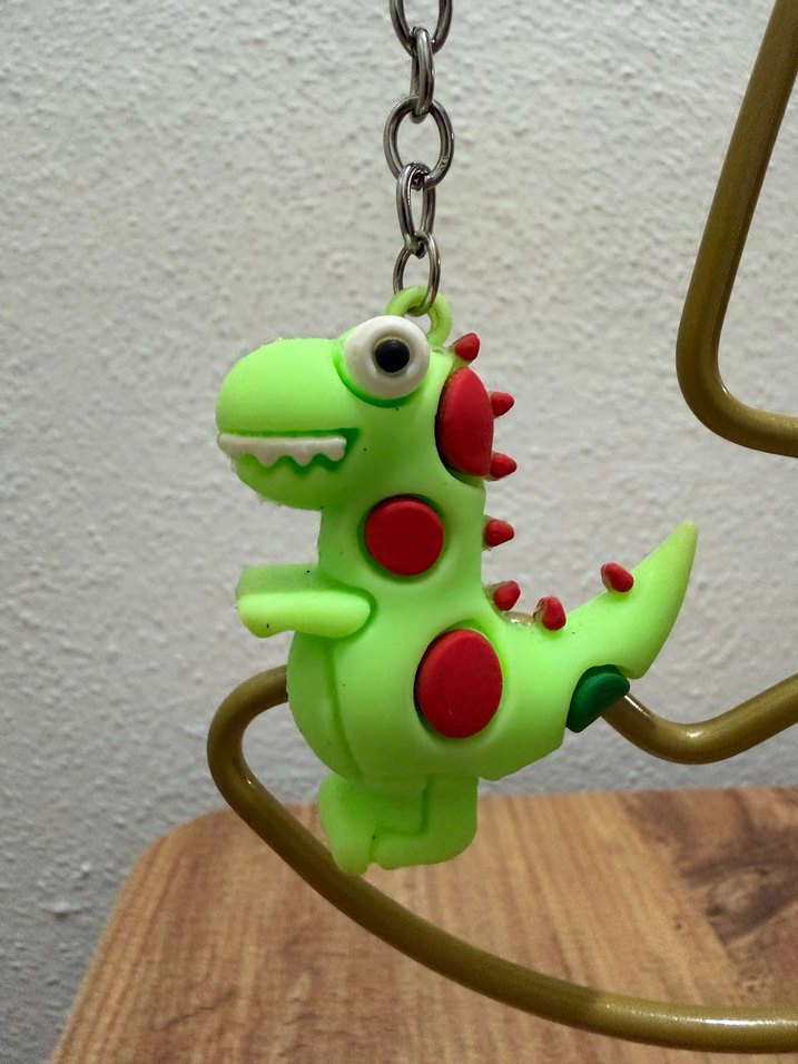 Renkli Dinozor Zincir Detaylı Anahtarlık - Görsel 2
