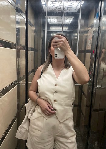 Bej Keten Kadın takım - Görsel 2