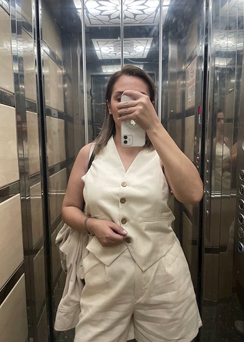 Bej Keten Kadın takım - Görsel 3