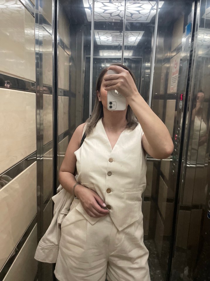 Bej Keten Kadın takım - Görsel 2