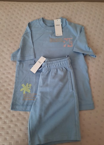 Marks & Spencer M S Acik Mavi Cocuk Sortlu Takim