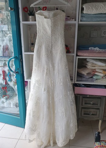 Dantel Detaylı Straplez A Kesim Gelinlik - Görsel 3