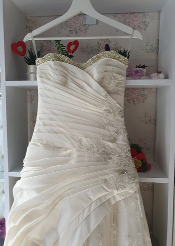 İnci Detaylı Straplez Prenses Gelinlik - Görsel 5