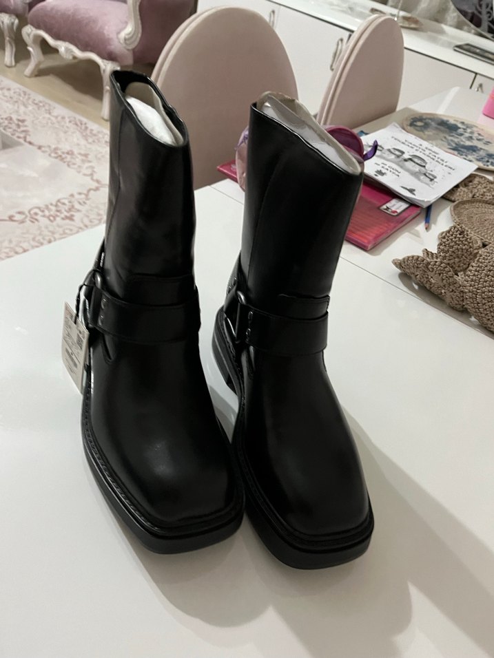 Biker bot siyah pull and bear - Görsel 4