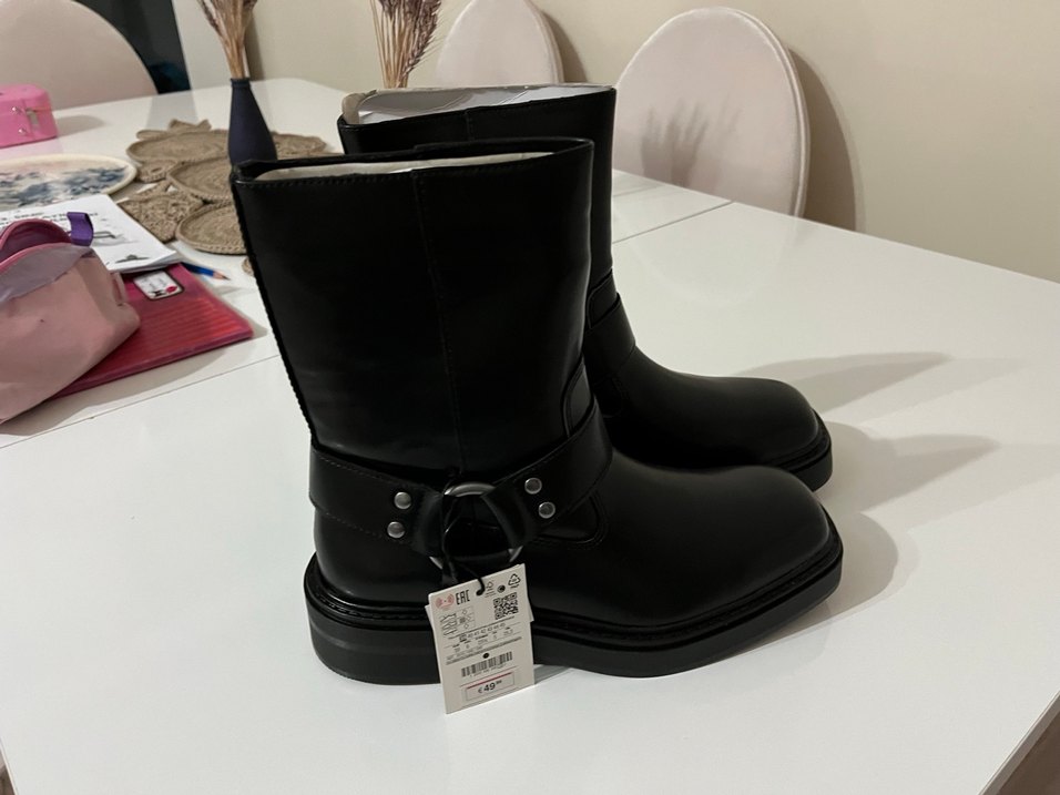 Biker bot siyah pull and bear - Görsel 2