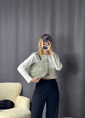 Beden yeşil Renk The B+Bag Mumlu Kanvas Çanta