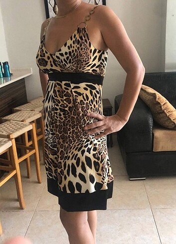 Leopar desenli elbise 