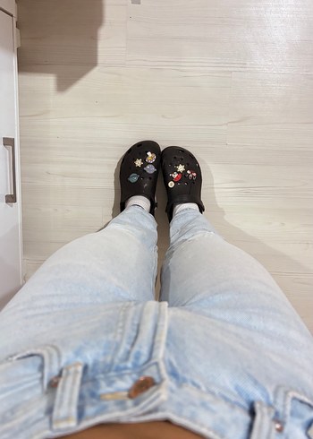 Bershka Mavi Bağlama Desenli Düğmeli Kadın Jean