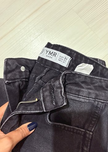 Siyah Baskılı Kadın Midi Kot Pantolon