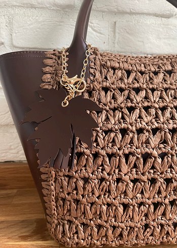 Kahverengi Örgü Deri Çanta - Görsel 8