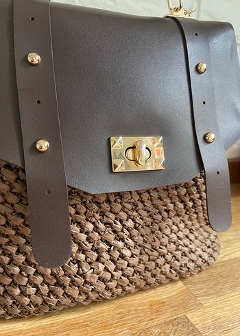 Kahverengi Örgü Deri Sırt Çantası - Görsel 4