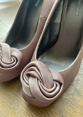 Bej Kadın Saten Yüksek Topuklu Stiletto - Görsel 2