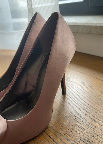 Bej Kadın Saten Yüksek Topuklu Stiletto - Görsel 3