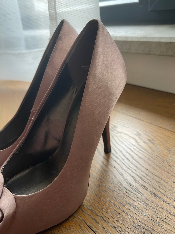 Bej Kadın Saten Yüksek Topuklu Stiletto - Görsel 3