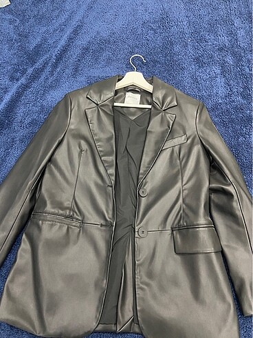 Bershka siyah deri blazer ceket