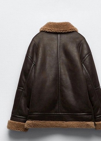 Zara Kahverengi Kürklü Deri Biker Ceket