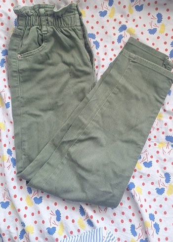 yesıl Düğmeli lastıklı pantolon