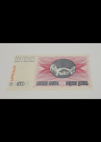  50 Dinar Bosna Hersek - 1992 (Çil Altı)