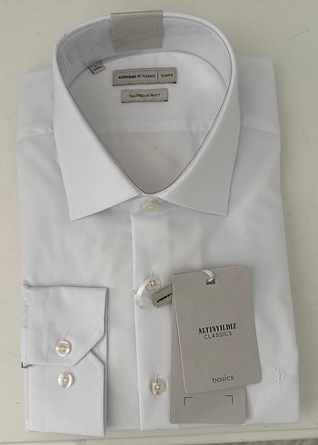 l Beden Beyaz Erkek Ofis Gömleği, slim Fit, Uzun Kollu
