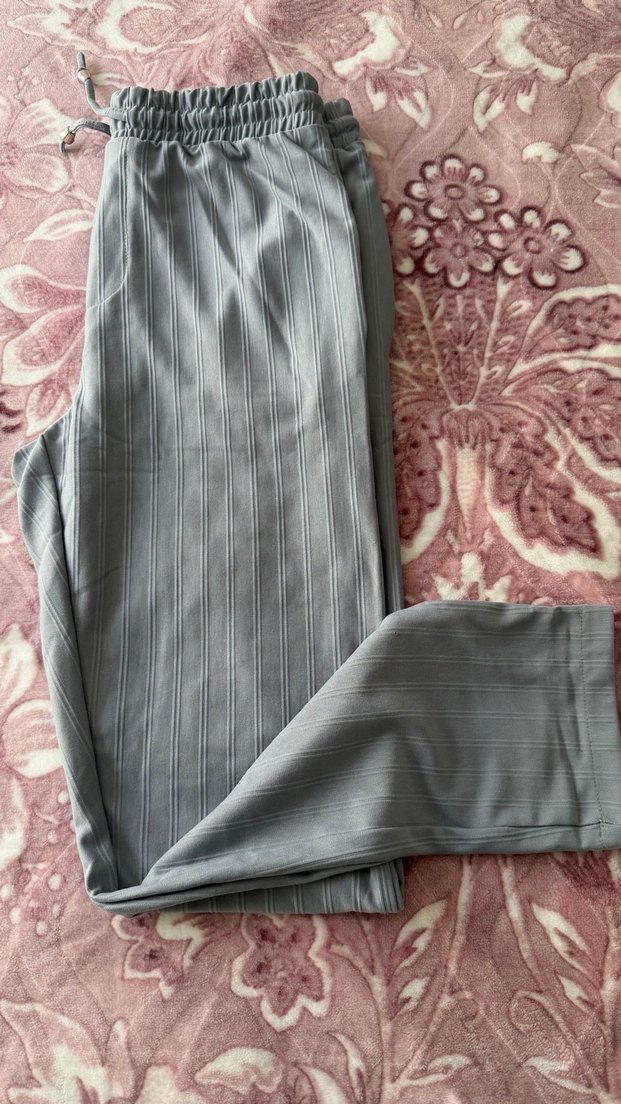 Gri Pilili Kadın Kumaş Pantolon - Görsel 2