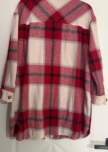 Düğmeli Kırmızı oduncu Ekose Kadın Gömlek - Görsel 5