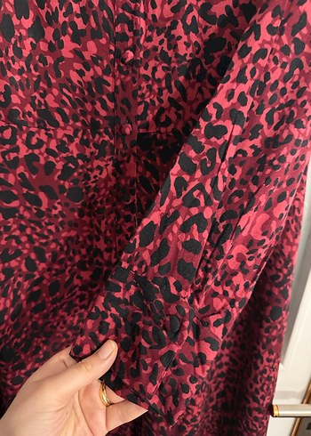 Bordo Uzun Kollu Düğmeli Uzun Elbise - Görsel 4