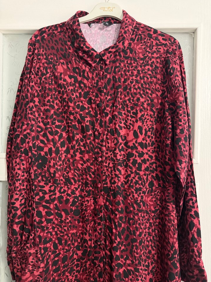 Bordo Uzun Kollu Düğmeli Uzun Elbise - Görsel 3