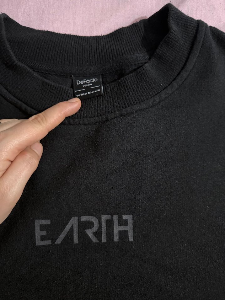 Siyah erkek Sweatshirt Oversize Kesim 3xl beden - Görsel 4