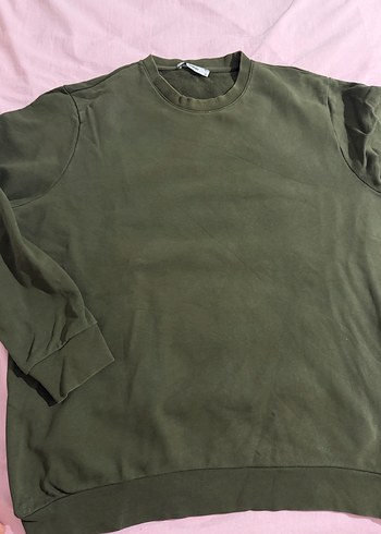 Erkek haki Basic Uzun Kollu Sweatshirt - Görsel 3