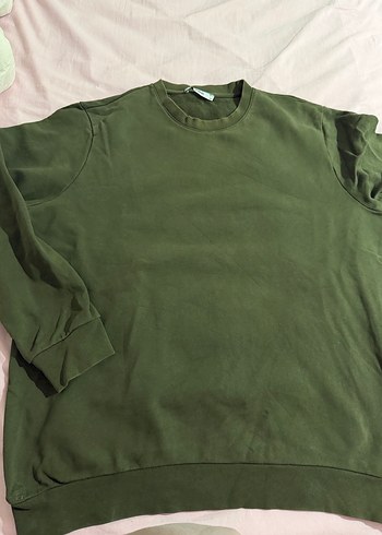 Erkek haki Basic Uzun Kollu Sweatshirt - Görsel 2