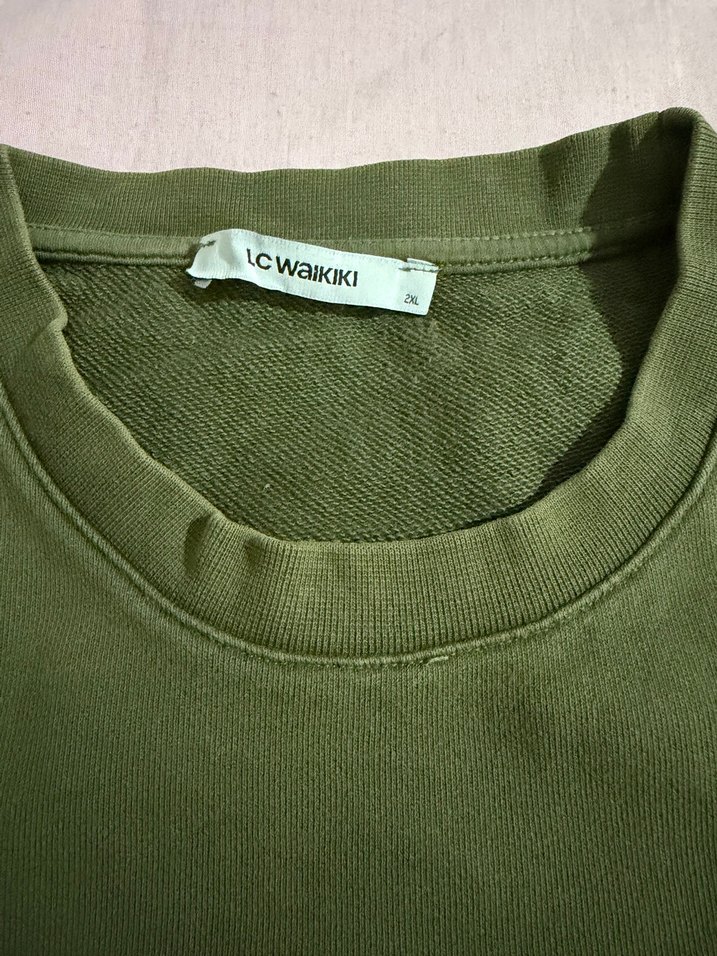 Erkek haki Basic Uzun Kollu Sweatshirt - Görsel 5