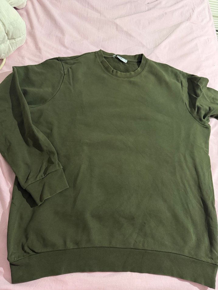 Erkek haki Basic Uzun Kollu Sweatshirt - Görsel 4