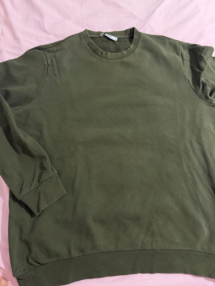 Erkek haki Basic Uzun Kollu Sweatshirt - Görsel 3