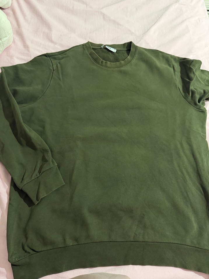 Erkek haki Basic Uzun Kollu Sweatshirt - Görsel 2