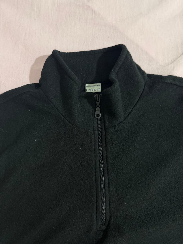 Erkek Siyah Yarım Fermuarlı Yaka Sweatshirt - Görsel 5