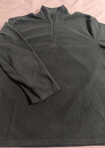 Erkek Gri Yarım Fermuarlı Yüksek Yakalı Sweatshirt - Görsel 3