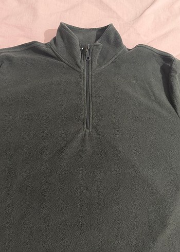 Erkek Gri Yarım Fermuarlı Yüksek Yakalı Sweatshirt - Görsel 2