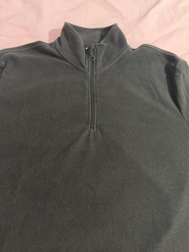 Erkek Gri Yarım Fermuarlı Yüksek Yakalı Sweatshirt - Görsel 2